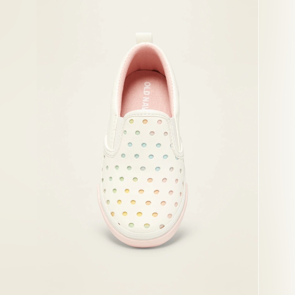 Old Navy Faux-Leather Slip-On Sneakers for Toddler Girls, white, size 7